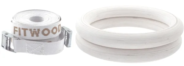 FitWood ULPU Gymnastics Rings 28mm - Glazing Surface / White Strap