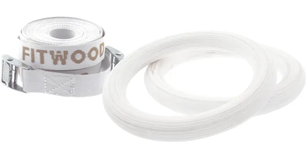 FitWood ULPU MINI Gymnastics Rings 28mm - White surface / White Strap