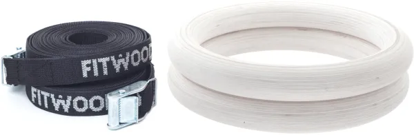 FitWood ULPU Gymnastics Rings 28mm - Glazing Surface / Black Strap